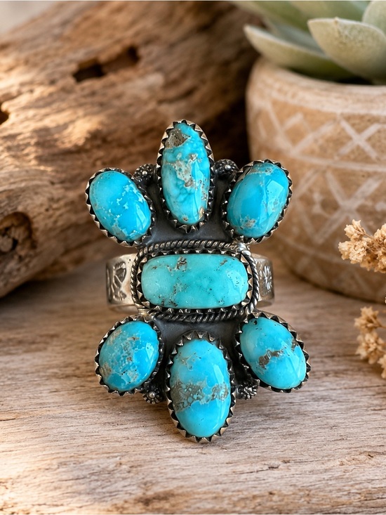 Handmade Jewelry - SOLD White Water Turquoise Adjustable Sterling Silver Ring 🩵